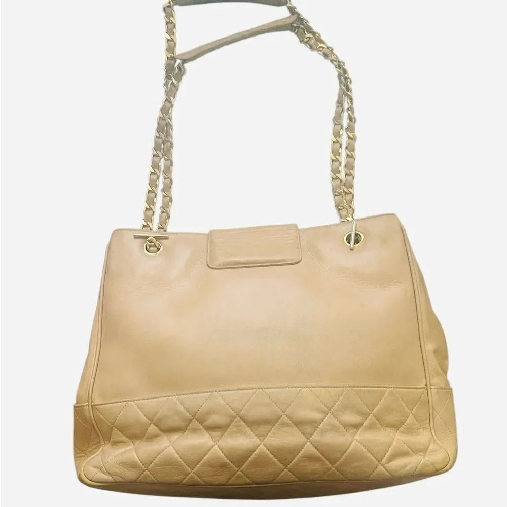 CHANEL Gold Quilted Shoulder Bag with Chain Straps